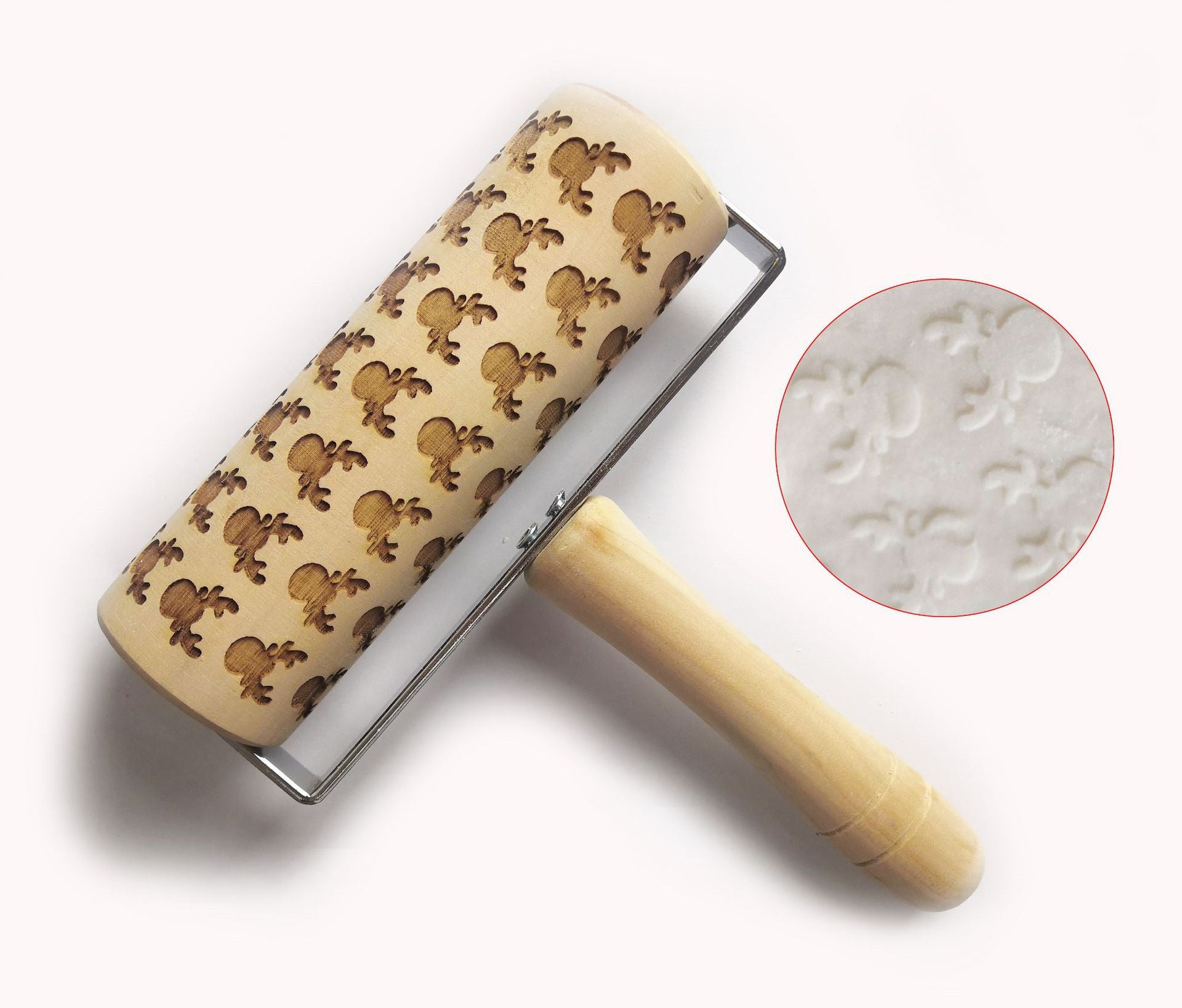 Push-Style Christmas Embossing Rolling Pin Printed Cookie Dough Stick Fondant Tool Baking Noodle Cake Dough Engraved Roller Q40