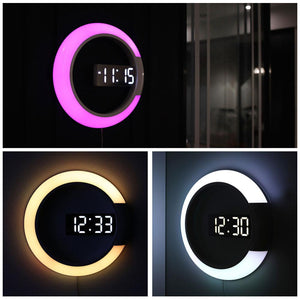 New LED mirror hollow wall clock