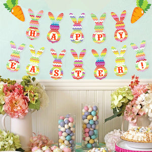 Creative Easter Decorations Banner Bunting Bunny Eggs Pull Flag