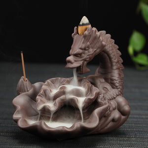 Purple Sand Dragon Backflow Smoke Incense Burner Tower Incense Sandalwood Incense Burner Aromatherapy Burner Home Office Decoration