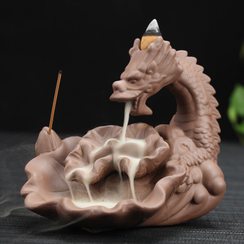 Purple Sand Dragon Backflow Smoke Incense Burner Tower Incense Sandalwood Incense Burner Aromatherapy Burner Home Office Decoration