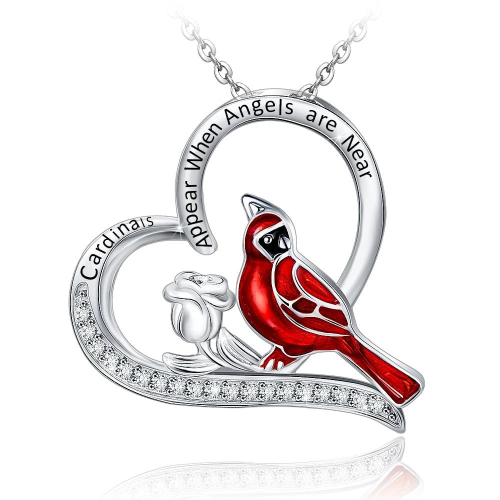 Fashion Creative Cardinal Heart Pendant Necklace