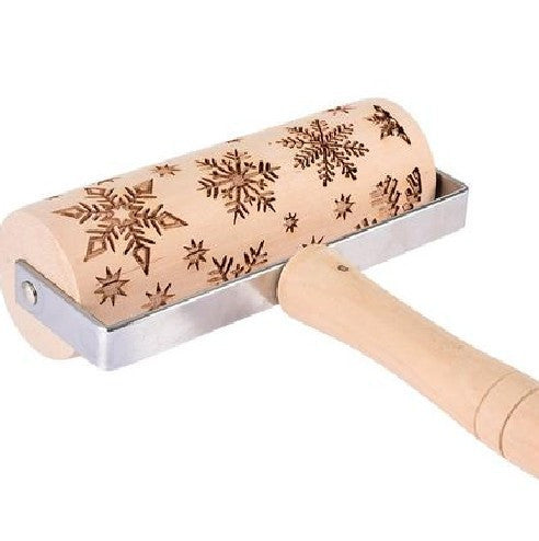 Push-Style Christmas Embossing Rolling Pin Printed Cookie Dough Stick Fondant Tool Baking Noodle Cake Dough Engraved Roller Q40