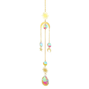 Crystal Sun Catcher Moon Star Wind Chime Pendant