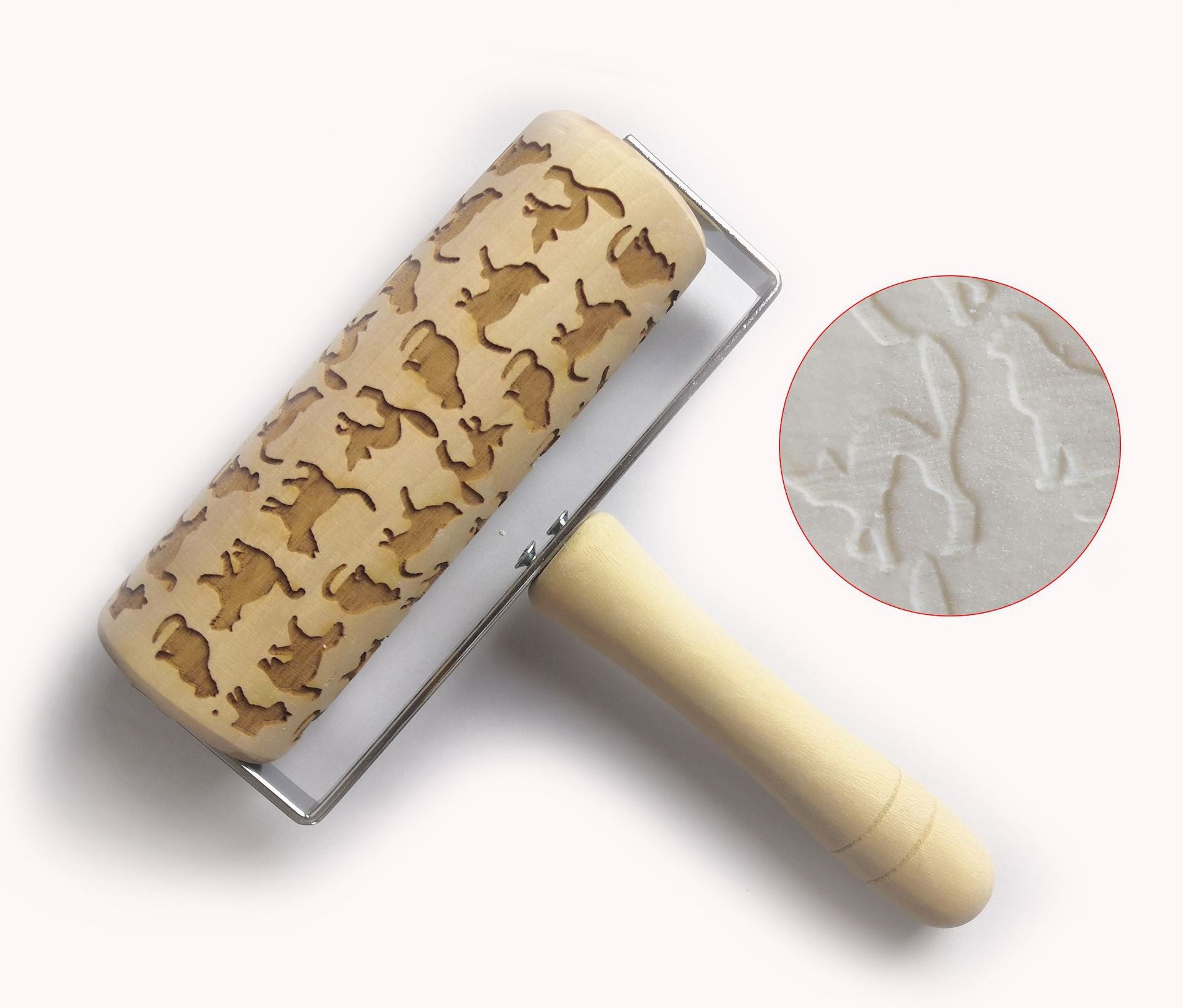 Push-Style Christmas Embossing Rolling Pin Printed Cookie Dough Stick Fondant Tool Baking Noodle Cake Dough Engraved Roller Q40