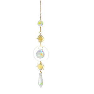 Crystal Sun Catcher Moon Star Wind Chime Pendant