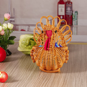 Rattan Woven Fruit Basket Cute Shape Fruit Bowls Tray Vegetable Snack Basket Novelty Animal Shaped Home Decors Organizer