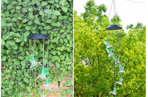 Color Changing Solar Power Wind Chime Crystal Ball Hummingbird Butterfly Waterproof Outdoor Windchime Light For Patio Yard Garde