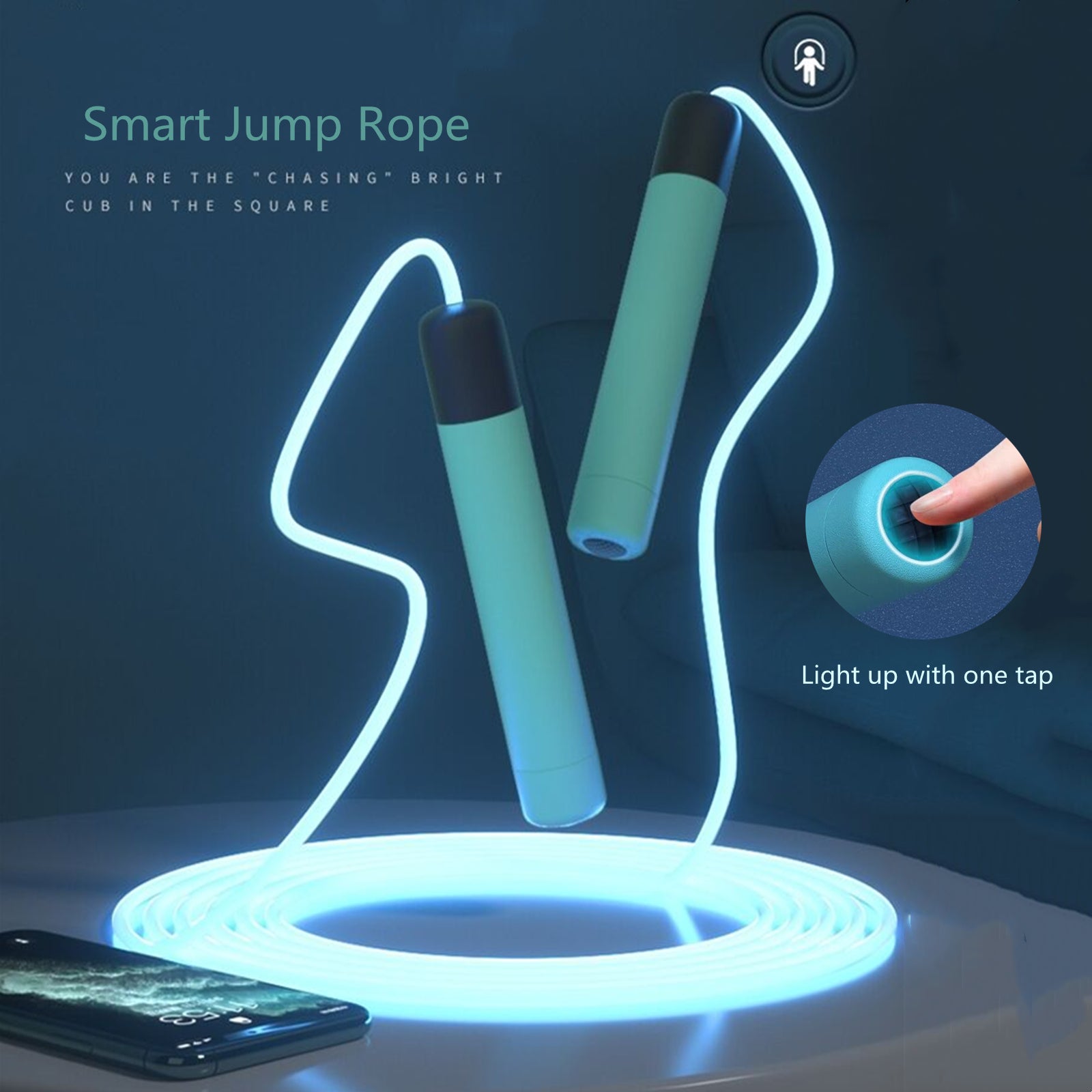 Glowing Skipping Rope, Fitness Jump Rope for Men and Women, Jump Rope with LED Light Up, Suitable for Indoor and Outdoor Sports and Family Exercises