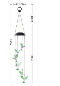 Color Changing Solar Power Wind Chime Crystal Ball Hummingbird Butterfly Waterproof Outdoor Windchime Light For Patio Yard Garde