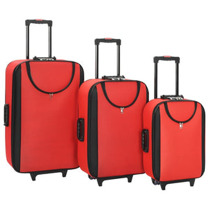 Soft suitcases 3 pcs Red oxford fabric