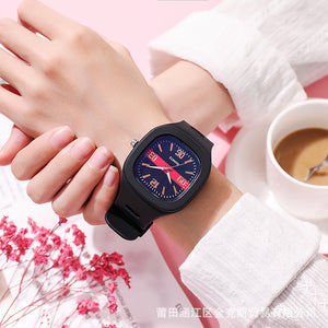 New Square Watch Female Ins College Style Square Silicone Male And Female Couple Models Korean Version Of The Trend Quartz Watch