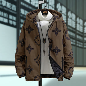 European Station New Cotton Jacket Men's Winter Korean Style Trendy Cotton Jacket Tide Brand Large Size Hooded Gown Jacket