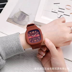 New Square Watch Female Ins College Style Square Silicone Male And Female Couple Models Korean Version Of The Trend Quartz Watch