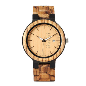 E-commerce Hot Sale Multifunctional Wooden Watch Calendar Week Double Display Color Men's Wooden Watch On Behalf Of