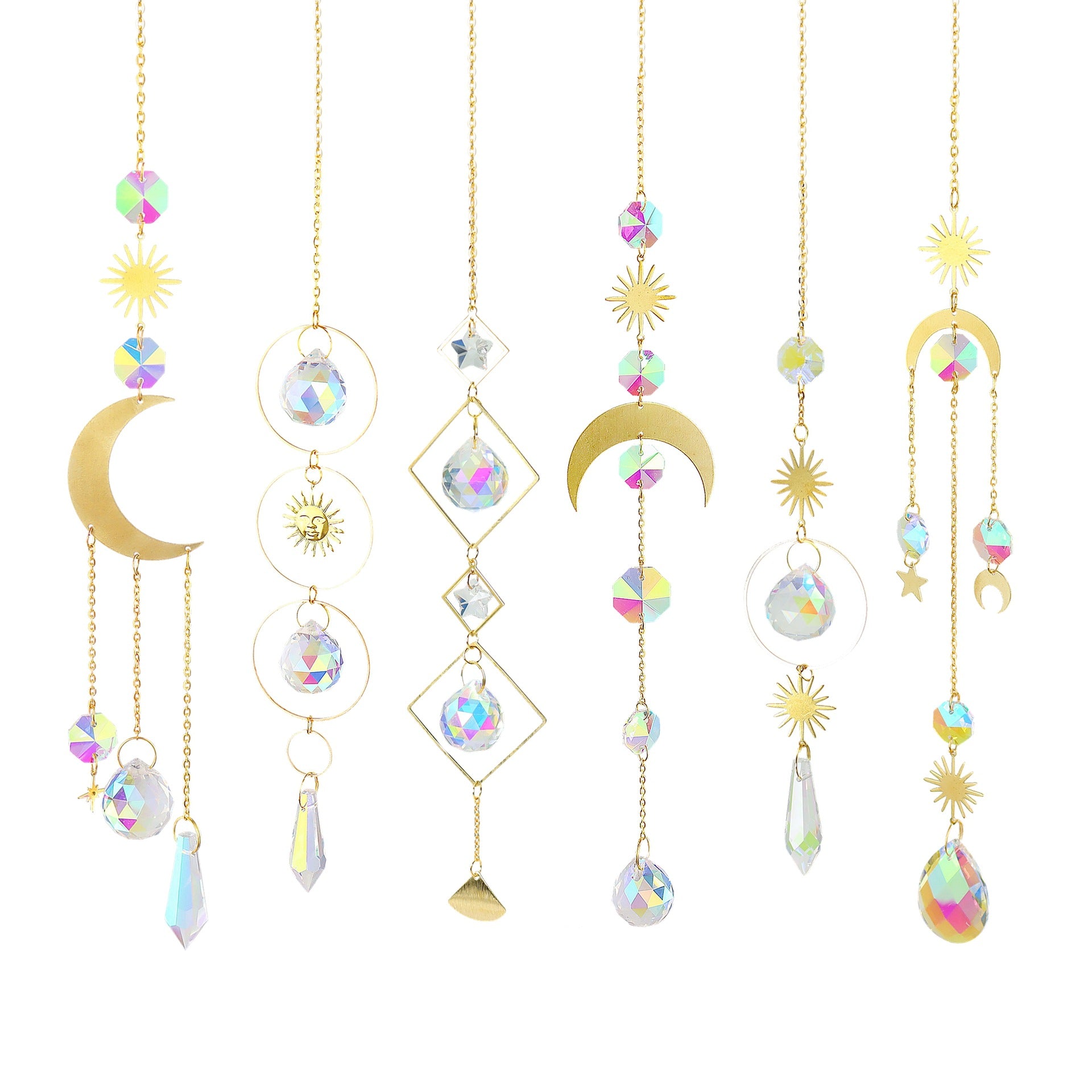 Crystal Sun Catcher Moon Star Wind Chime Pendant