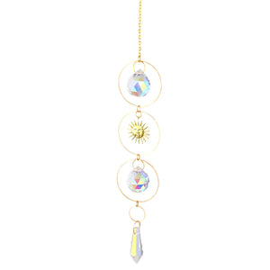 Crystal Sun Catcher Moon Star Wind Chime Pendant