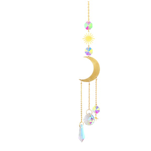 Crystal Sun Catcher Moon Star Wind Chime Pendant